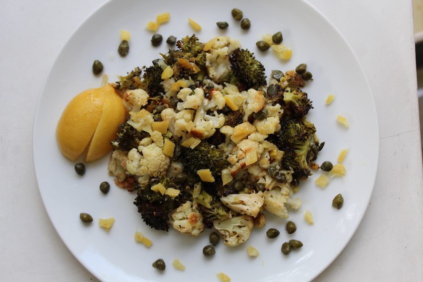 roasted cauliflower and broccoli with preserved lemons