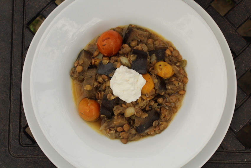 Eggplant and lentil stew